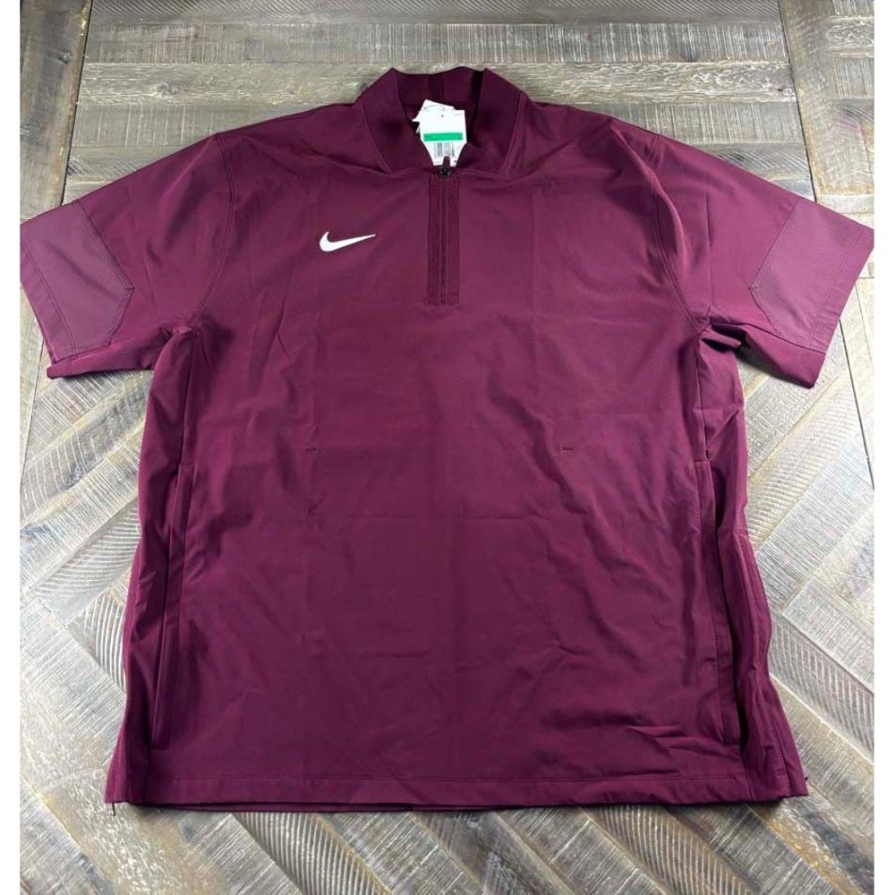 Nike Mens Short Sleeve Quarter Zip Pullover Burgundy Maroon HF7070-669 XL NWT